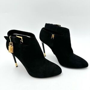 TOM FORD Sue Padlock Suede Ankle Bootie Black
